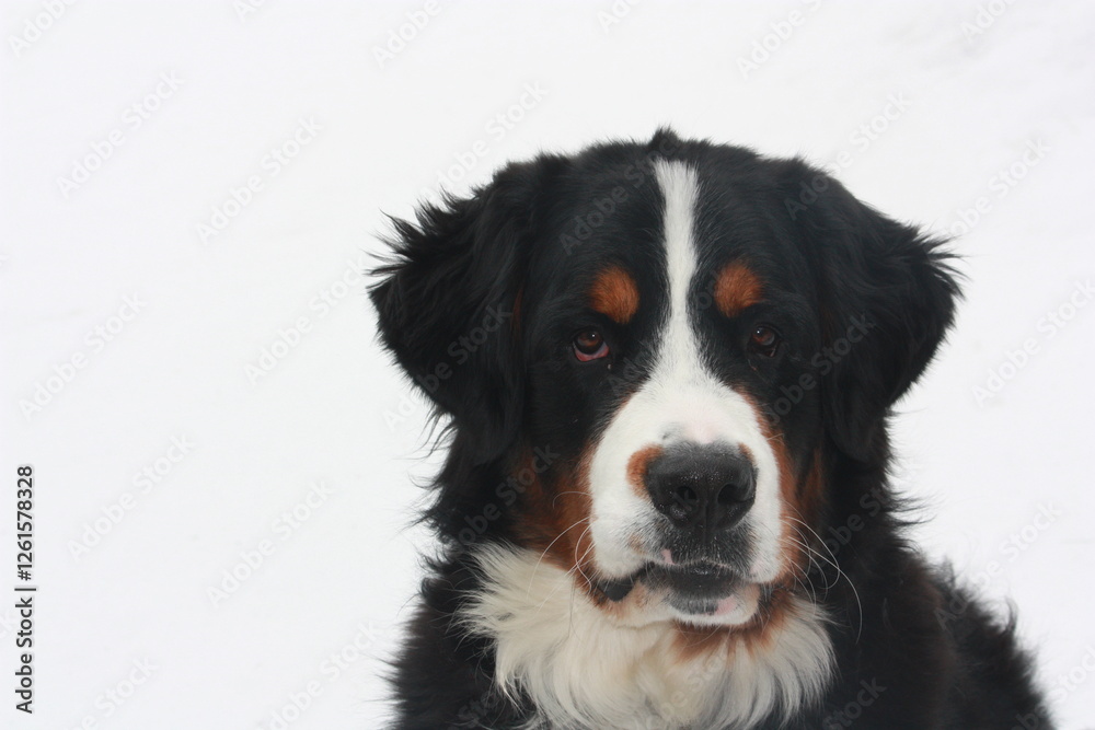Headshot of a Bernese mountain dog Headshot of a Bernese mountain dog
