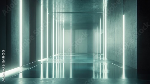 Wallpaper Mural A sleek, digital environment illuminated with glowing bars and lights, representing the flow of data and modern technological movement Torontodigital.ca