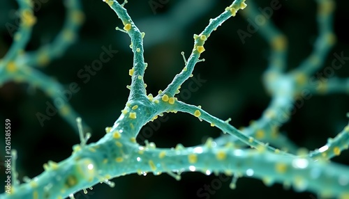 Microscopic View: Stunning Close-up of a Neuron with Synapses