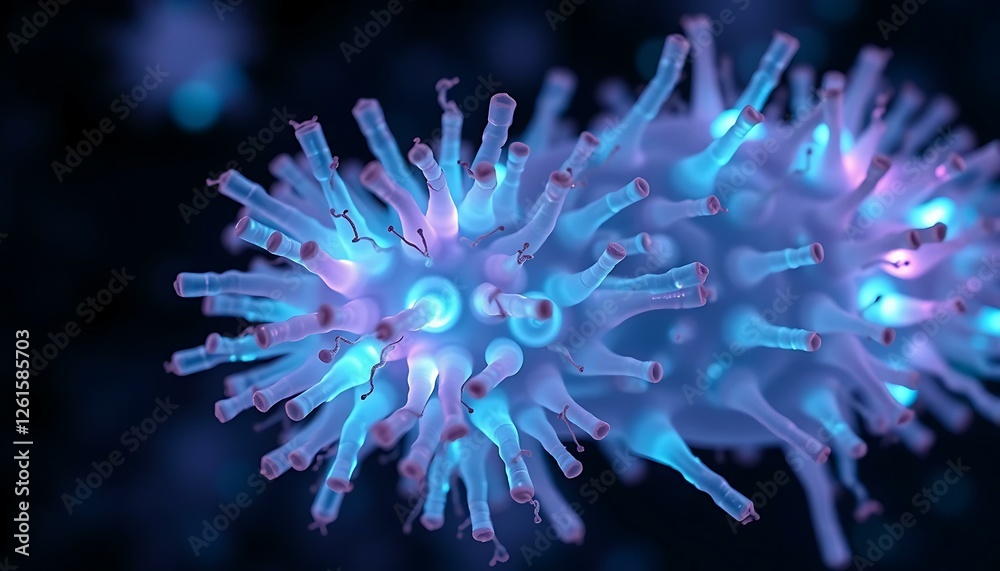 Microscopic Virus Close-Up: Stunning 3D Render of Viral Structure Microscopic Virus Close-Up: Stunning 3D Render of Viral Structure
