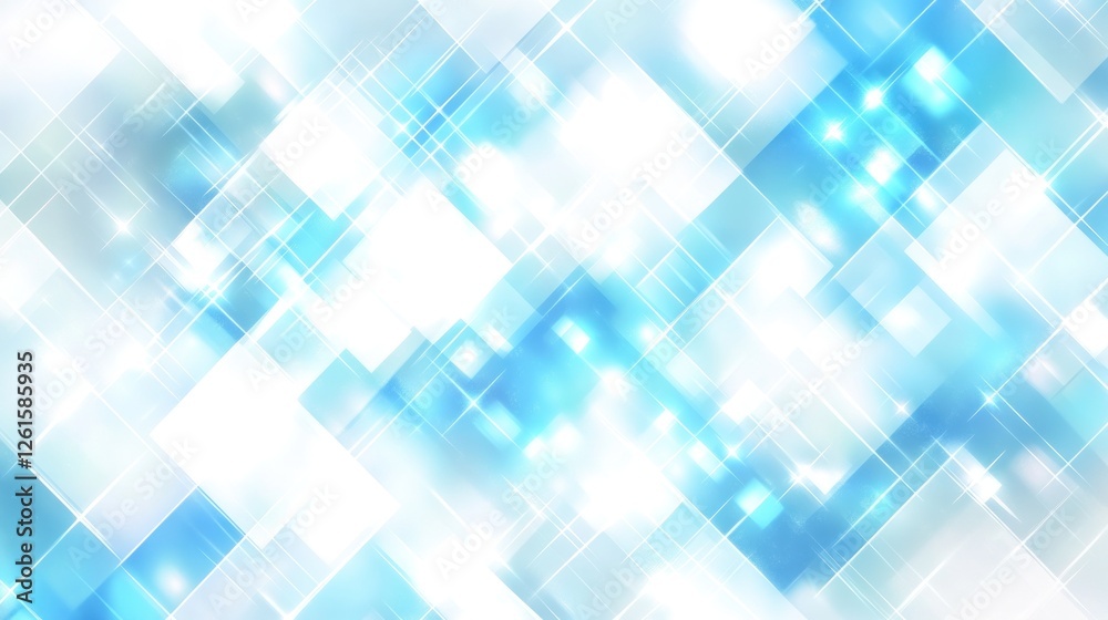 Abstract blue and white sparkling background with geometric patterns and light reflections Abstract blue and white sparkling background with geometric patterns and light reflections