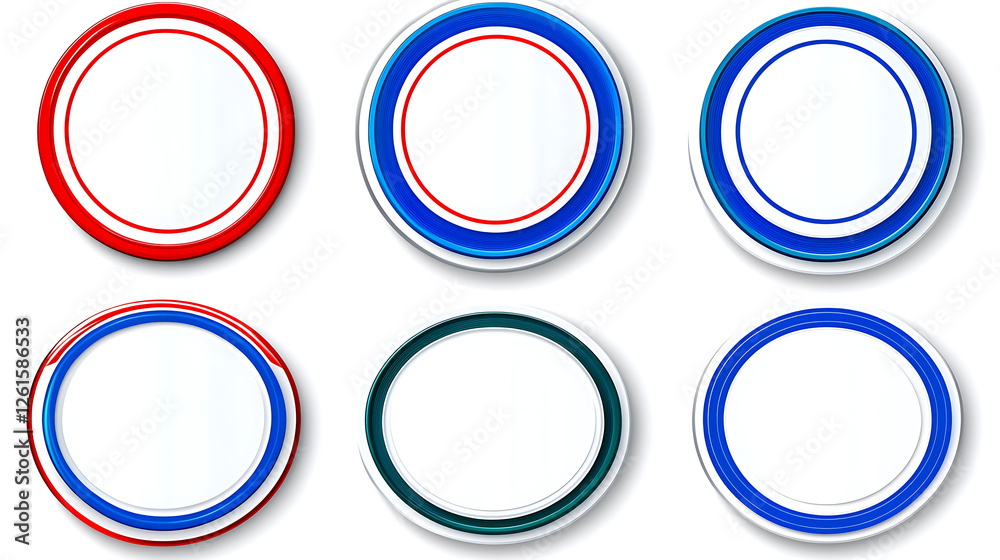Circular Frames Graphic Resource in Red Blue and Green Palette with White Centers Abstract Design