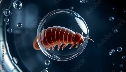 Isopod in a Bubble: Stunning Macro Photography of Aquatic Life photo