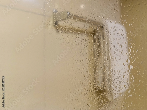 Foggy Bathroom Shower With Water Droplets and Steam Effect