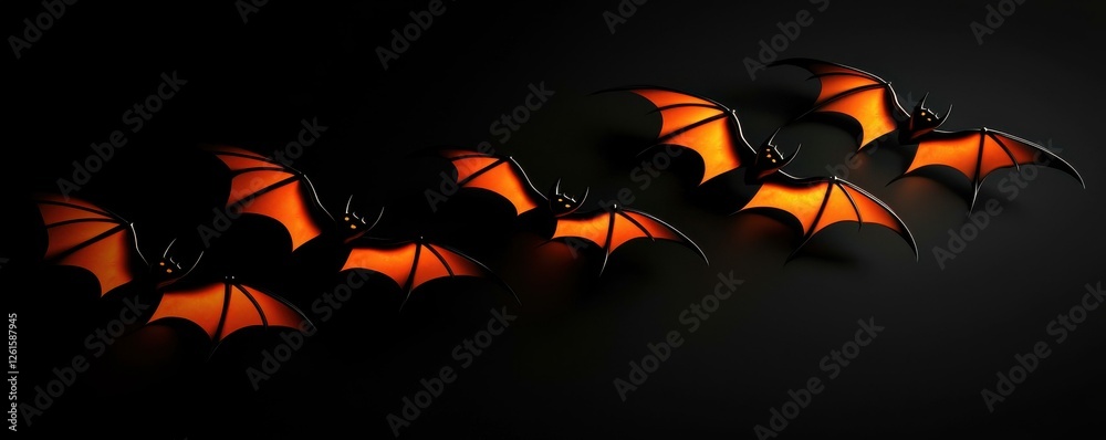 Fototapeta premium Halloween Bats Flying Together in the Dark Night Sky