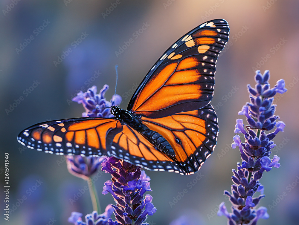 Fototapeta premium butterfly on purple flower