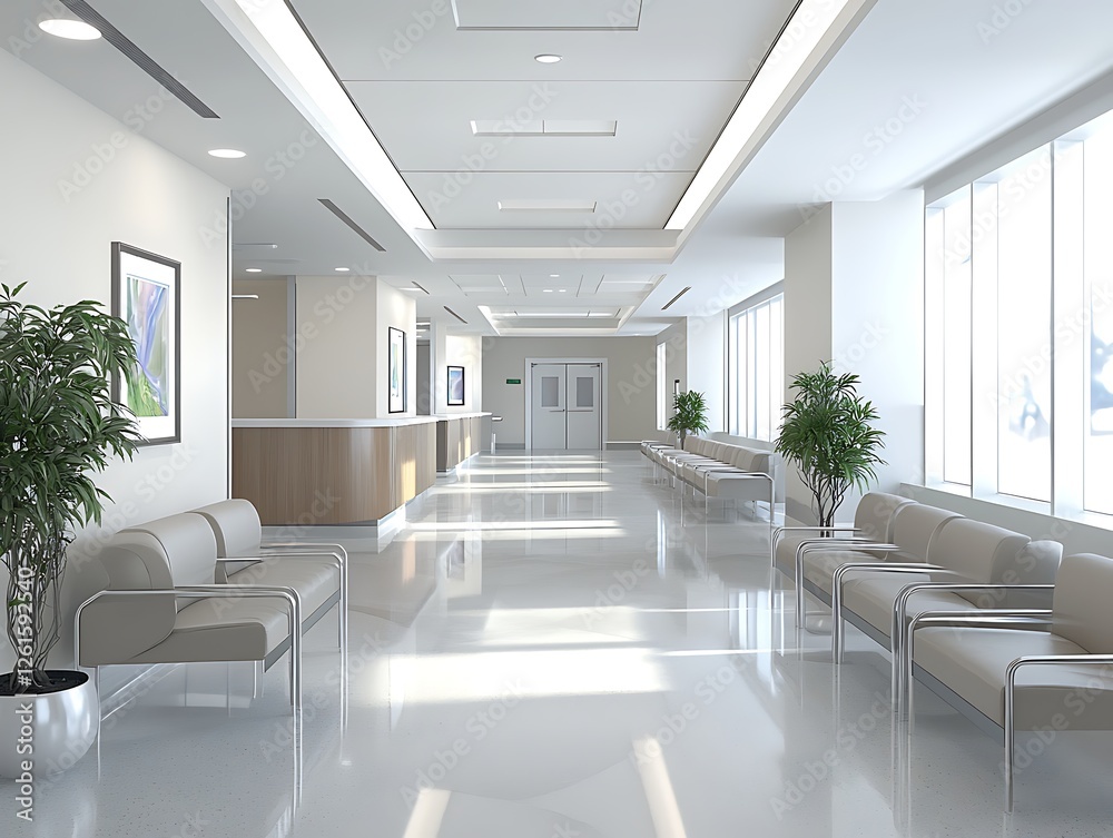 Fototapeta premium bright hospital waiting area with contemporary seating