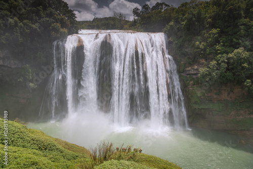 Huangguoshu Waterfall is located on the Baishui River in Guizhou province in China. photo