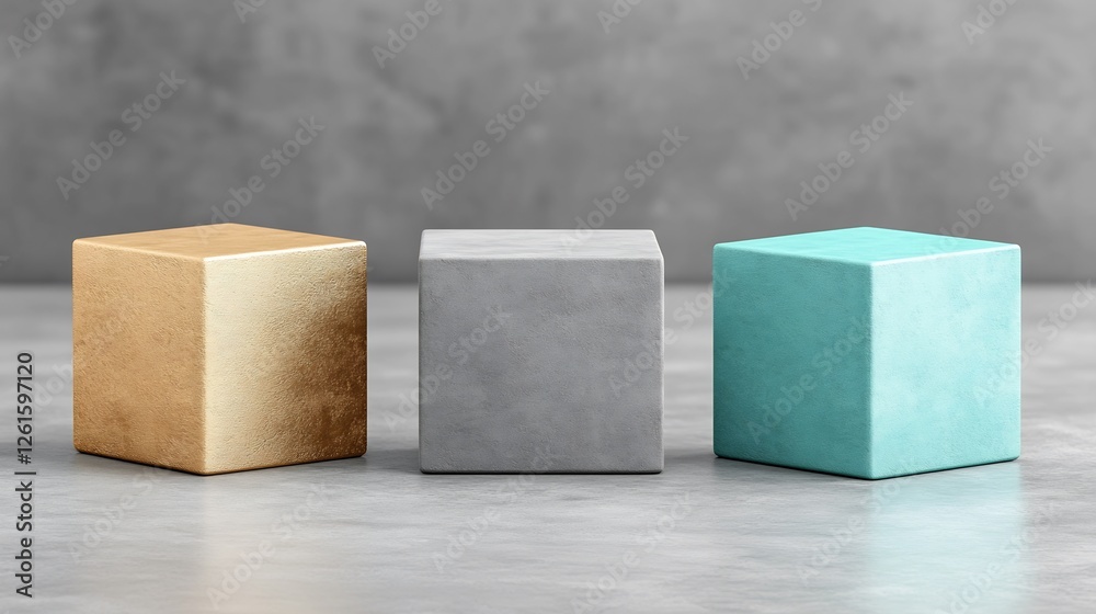 Three muted cubes subtly arranged neutral backdrop. AI Generated Three muted cubes subtly arranged neutral backdrop. AI Generated