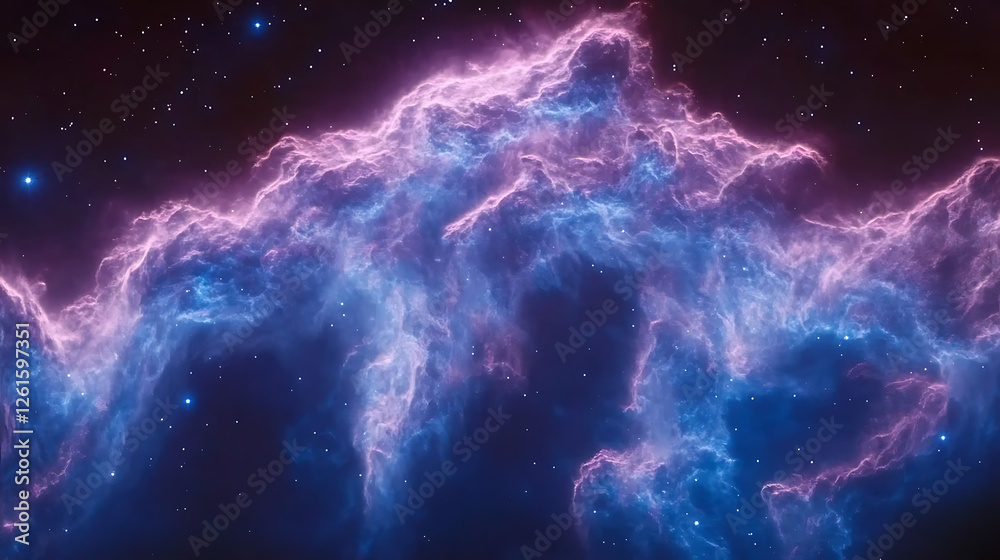 Fototapeta premium Cosmic Nebula Formation Abstract Digital Art Representation in Deep Space with Stars and Clouds