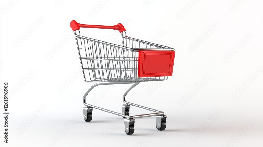 3D render of a simple shopping cart isolated on a white background. World Consumers Rights Day. 3D render of a simple shopping cart isolated on a white background. World Consumers Rights Day.