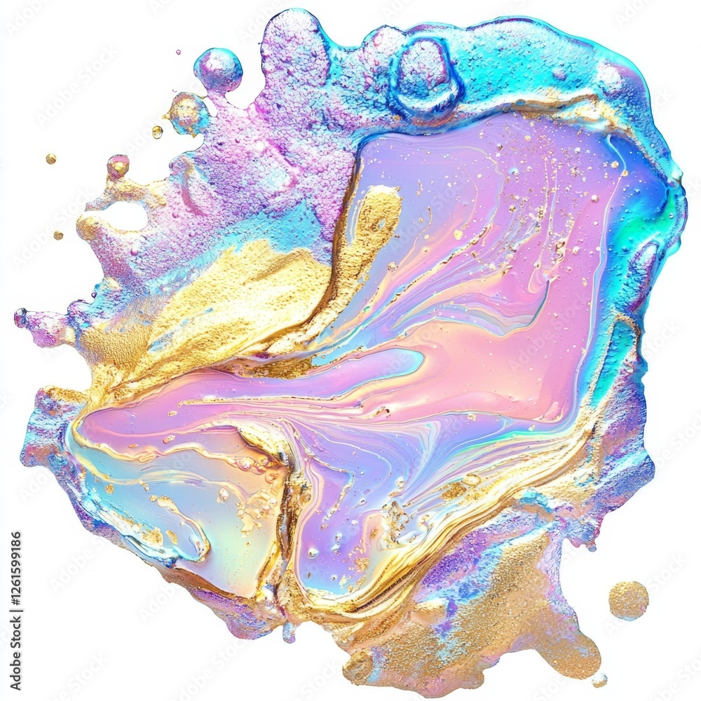 Fototapeta premium Abstract Colorful Fluid Art with Gold and Blue Tones Creating a Dreamy Background Effect in a Digital Design