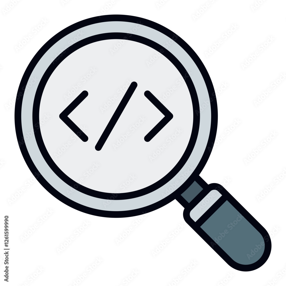 Code Review Icon. Vector Illustration. Symbol of Programming Collaboration and Quality Assurance Code Review Icon. Vector Illustration. Symbol of Programming Collaboration and Quality Assurance