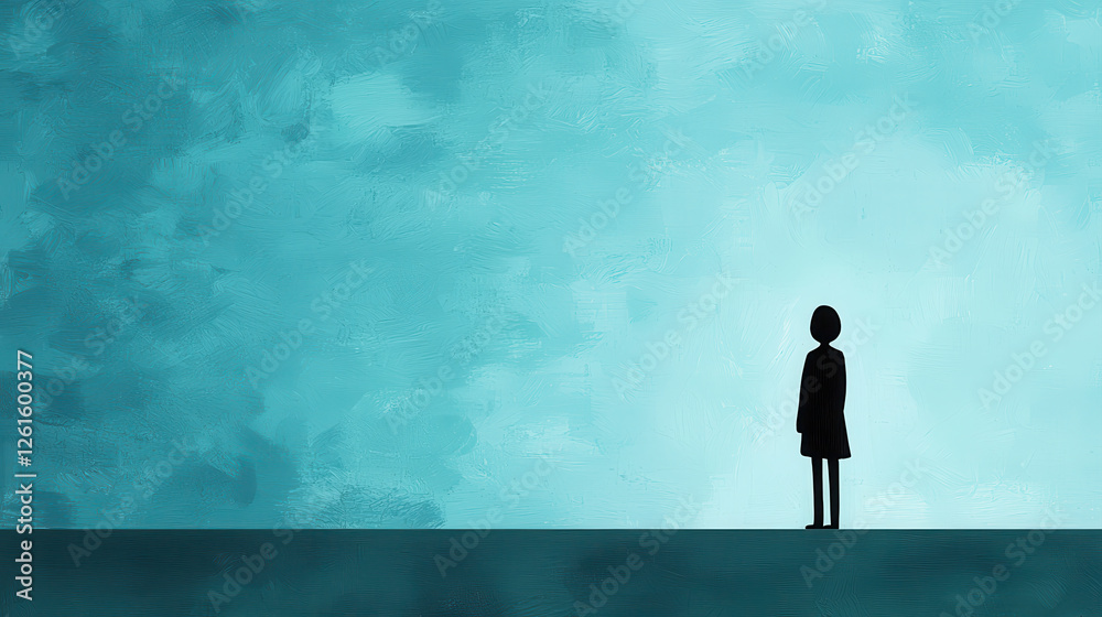 Obraz premium silhouette of person standing against surreal blue sky