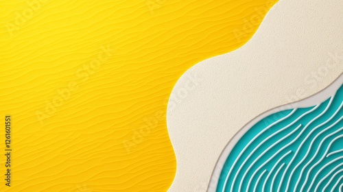 Sunlit waves lapping on sandy shore coastal serenity digital art warm tones aerial perspective tranquility