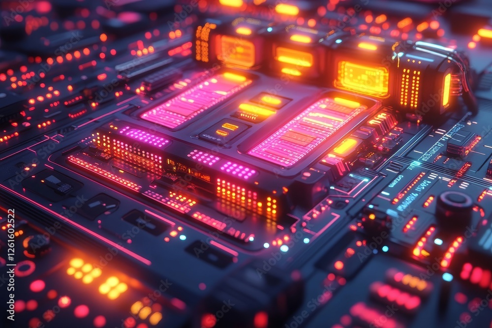 Futuristic CPU, glowing circuits, tech background Futuristic CPU, glowing circuits, tech background