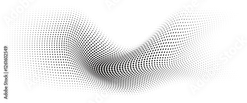 Obraz na płótnie Flowing Wave Dot Halftone Pattern: Curve Gradient Shape on Transparent Background. Suitable for AI, Tech, Network, Digital, Science, and Technology Themes. w salonie