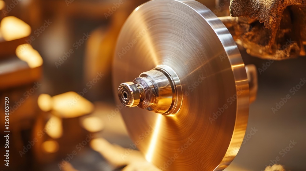 Precision Machining: A Close-Up of a Polished Metal Disc Precision Machining: A Close-Up of a Polished Metal Disc