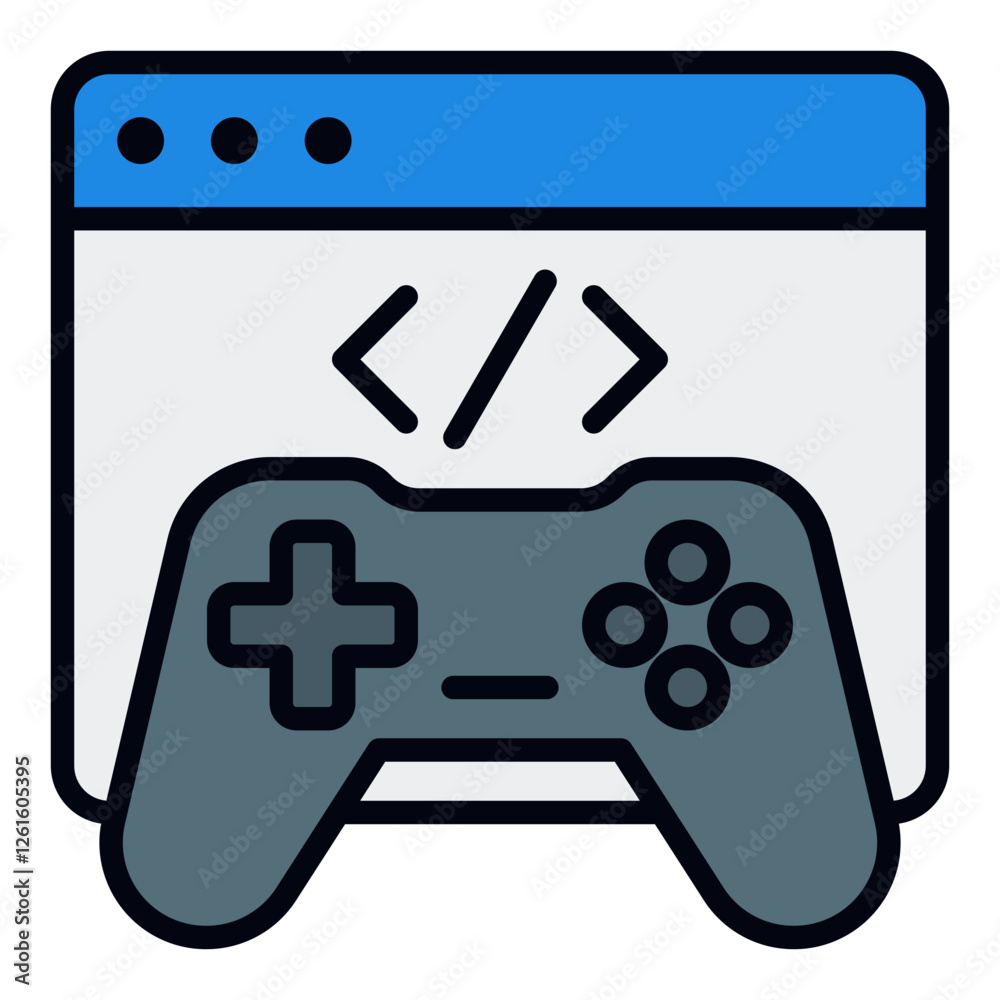 Game Development Icon. Vector Illustration. Symbol of Coding and Video Game Design Game Development Icon. Vector Illustration. Symbol of Coding and Video Game Design