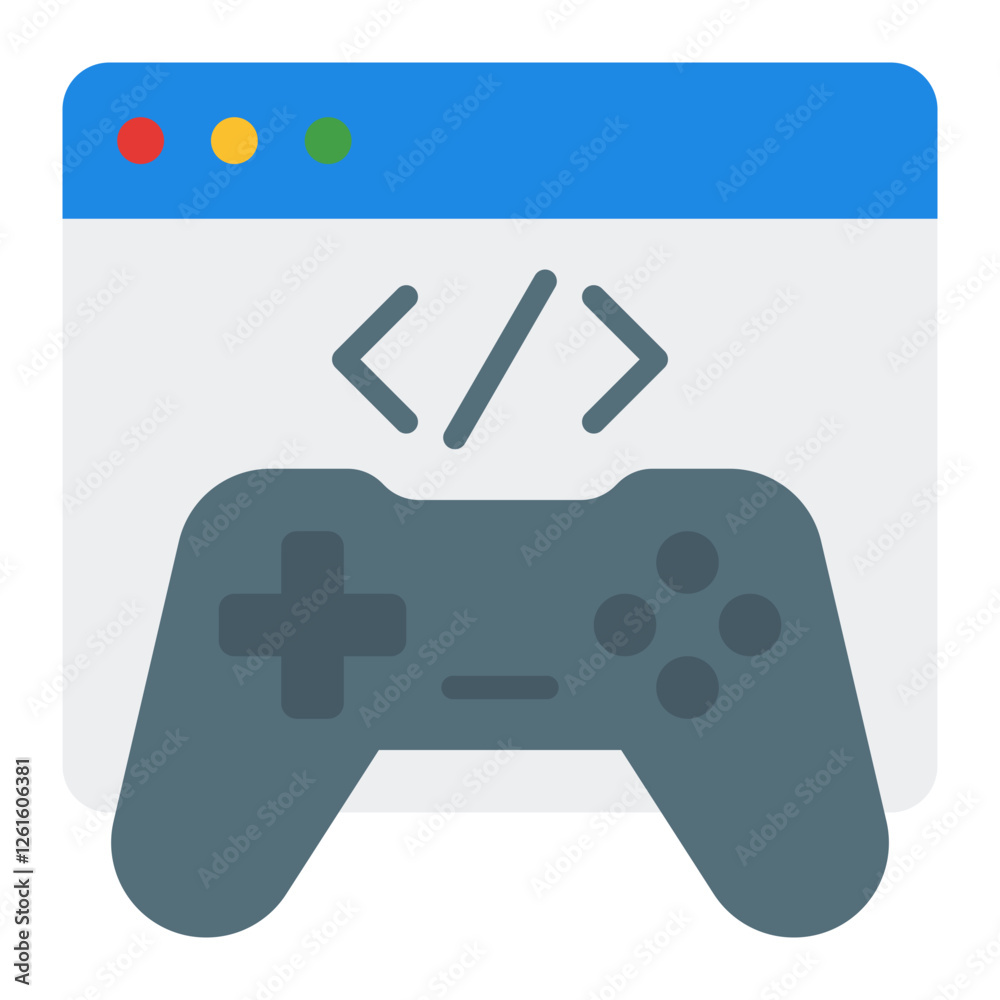 Game Development Icon. Vector Illustration. Symbol of Coding and Video Game Design Game Development Icon. Vector Illustration. Symbol of Coding and Video Game Design