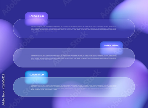 Horizontal Infographic Template for Business Presentation with Modern Glassmorphism Design for Web Interfaces Marketing Brochure or Technology Report with Circle Vector Abstract Graphic Background