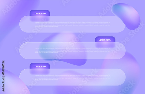 Glassmorphism Abstract Template with Glossy Effect for Cyberspace Interfaces and Minimalist Web Design or Modern Infographics or Business Layouts or App Screens or Marketing, and Futuristic on Purple 