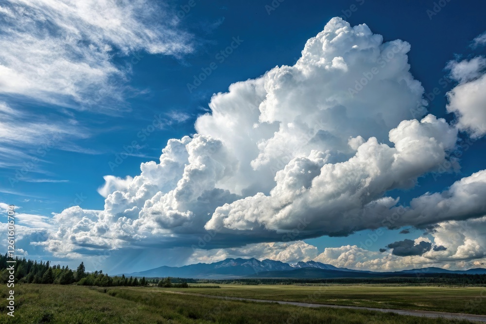 Cloudy day with white fluffy clouds and a blue sky, hazy, atmosphere, clouds, weather, foggy Cloudy day with white fluffy clouds and a blue sky, hazy, atmosphere, clouds, weather, foggy