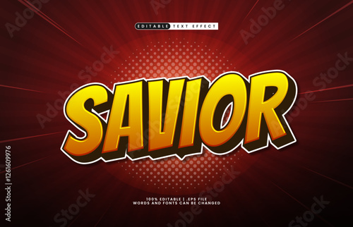 savior editable text effect with a hero and super text style