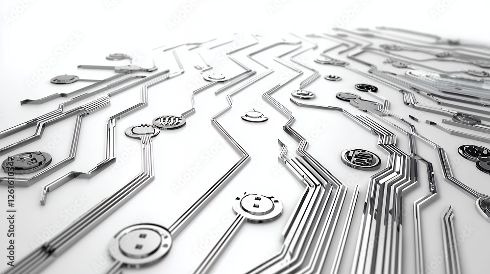 Fototapeta premium Abstract Circuit Board Design On White Background