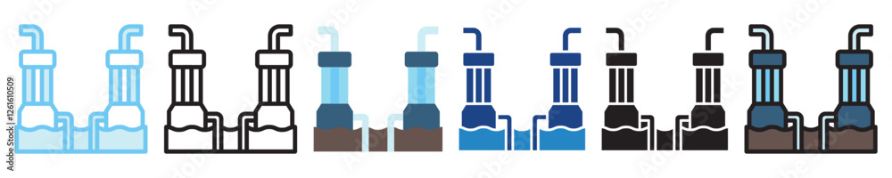 Collection Sump multi-style icon, outline, flat, glyph, dual tone, line color, UI, UX, app and web development, digital or print. For industry, education, ecology, environment, water treatment theme. Collection Sump multi-style icon, outline, flat, glyph, dual tone, line color, UI, UX, app and web development, digital or print. For industry, education, ecology, environment, water treatment theme.