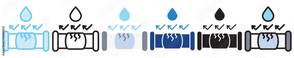 Corrosion multi-style icon, outline, flat, glyph, dual tone, line color, UI, UX kit, app and web development, digital or print. For industry, education, ecology, environment, water treatment theme. Corrosion multi-style icon, outline, flat, glyph, dual tone, line color, UI, UX kit, app and web development, digital or print. For industry, education, ecology, environment, water treatment theme.