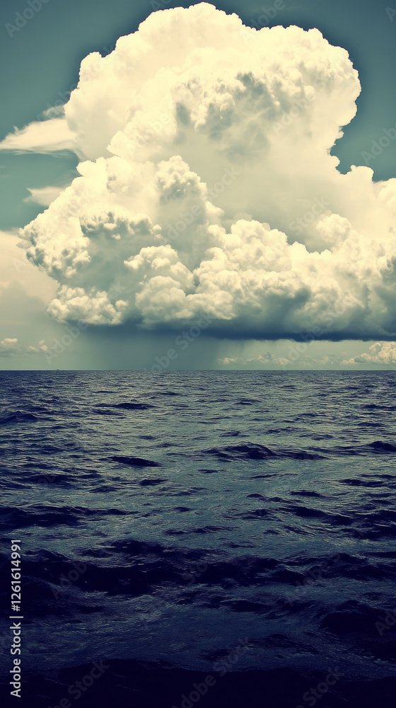 Obraz premium Dramatic clouds over vast ocean create serene and powerful scene