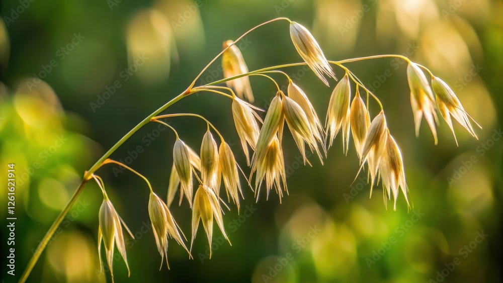 Fototapeta premium A close-up shot of a single wild oat plant, showcasing its delicate stem