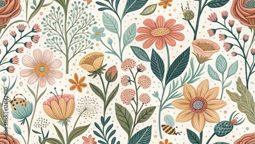 Wallpaper Mural Rustic Spring Garden Floral Print Design: Organic Shapes & Rule of Thirds Torontodigital.ca