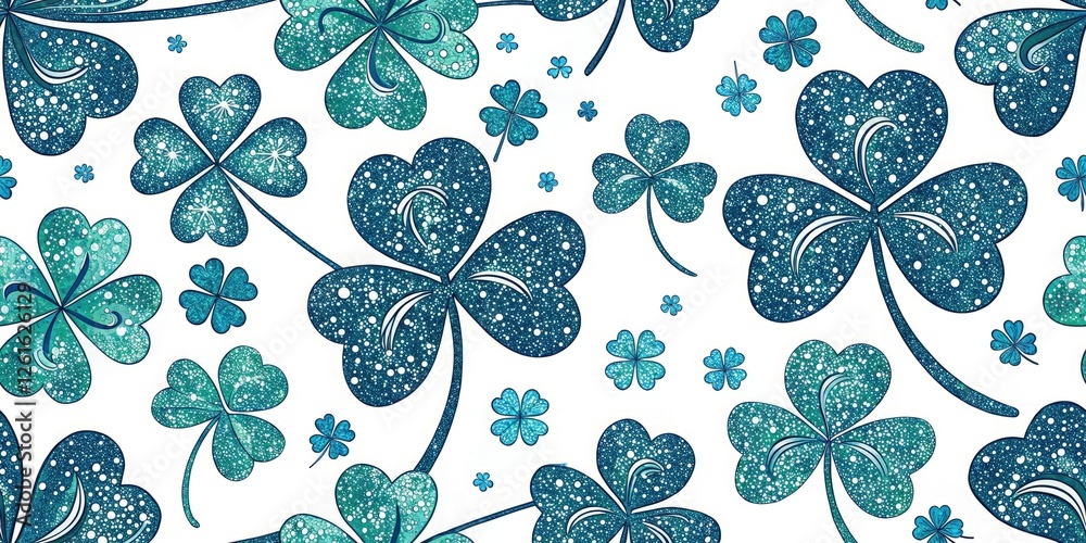 Fototapeta premium St. Patrick's Day Blue Glitter Texture, Tilt-Shift Miniature Photography, Festive Background Design