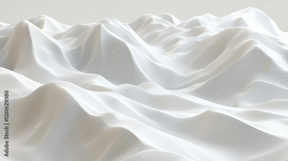 Serene White Waves of Fabric-Like Terrain Undulating Softly in Minimalist Background Serene White Waves of Fabric-Like Terrain Undulating Softly in Minimalist Background