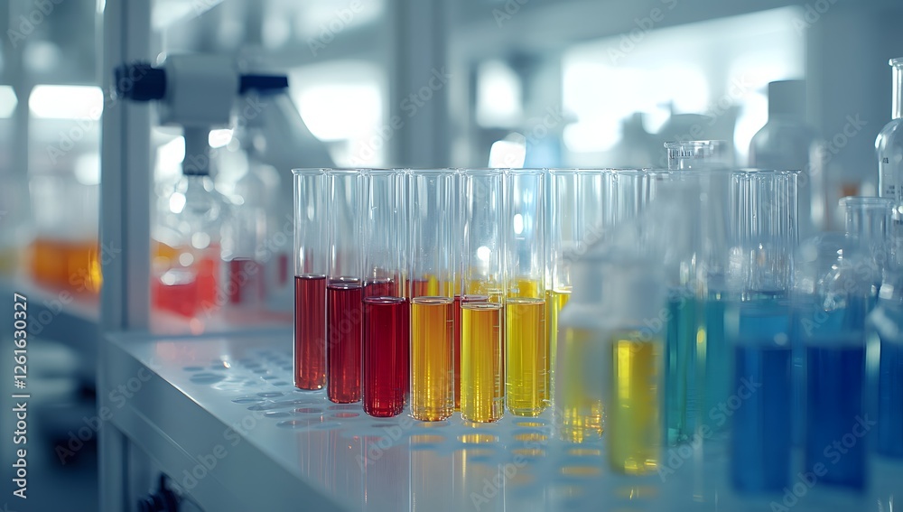 Colorful test tubes in lab, research Colorful test tubes in lab, research