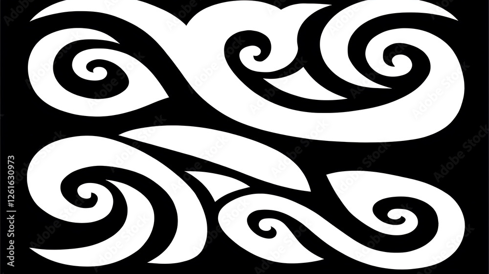 Fototapeta premium Elegant Monochrome Swirls Pattern for Decorative Design Project Graphic Resource Swirling Shapes