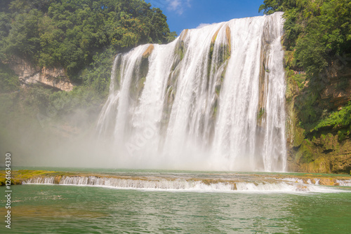 Fototapeta Naklejka Na Ścianę i Meble -  Scenery of Huangguoshu waterfall in Guizhou, China, front view from the viewpoint