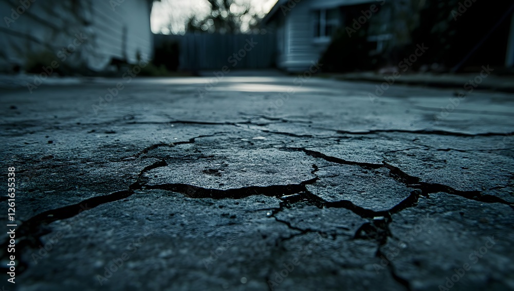 Obraz premium Cracked Concrete Patio Backyard