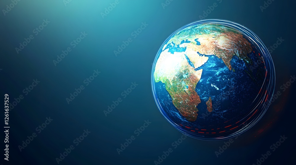A glowing earth with visible continents surrounded by atmosphere A glowing earth with visible continents surrounded by atmosphere