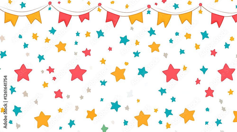 Fototapeta premium Festive Celebration with Stars and Bunting Banner Design for Party Decoration Background