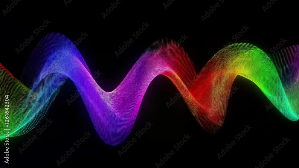 abstract wave lines pattern dynamic colorful light flowing isolated on black background concept