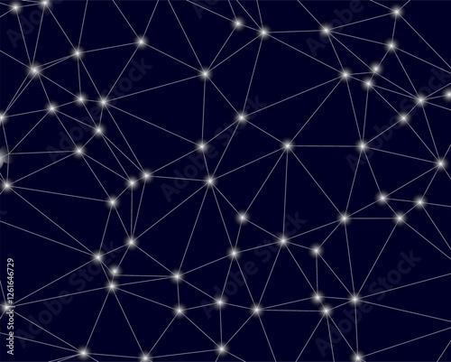 abstract geometric  blue background with network and connected lines dots pattern design
