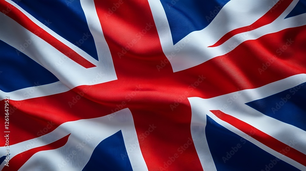 Fototapeta premium Detailed close-up of the vibrant Union Jack, symbol of Great Britain