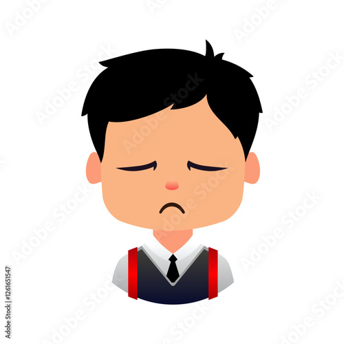 Moody Cartoon Boy, College student with changing moods daily, Emoji Boys School