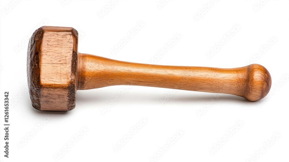 Wooden Mallet Isolated on White Background. Generative AI Wooden Mallet Isolated on White Background. Generative AI