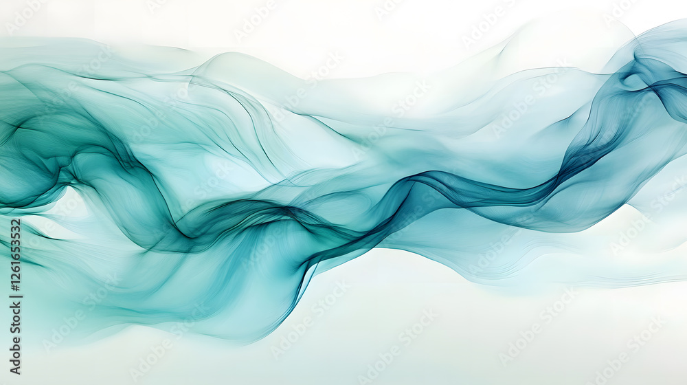 Fototapeta premium Abstract Teal Smoke Wave Background