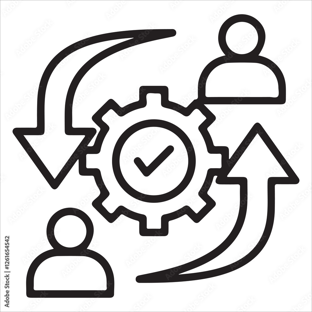 Change Management Icon with black line and white background Change Management Icon with black line and white background