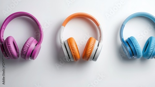 colorful headphones on a white background